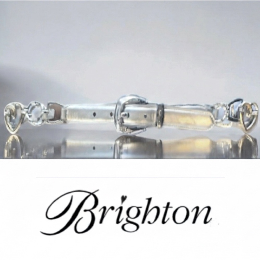 Brighten Silver Leather Belt Size Medium Hearts and Circle Link Accents